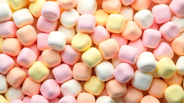 A Close-Up of Pastel Mini Marshmallows in Fluffy Perfection