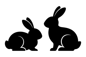 Two rabbits silhouette illustration vector art