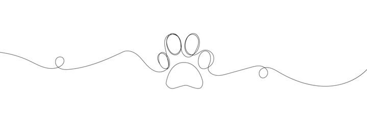 Animal footprint in continuous line drawing style. Line art symbol of animal footprint. Vector illustration. Abstract background . EPS 20 . 
