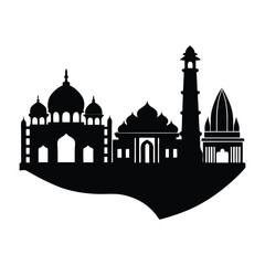 Vector Silhouette Collage of Delhi Landmarks