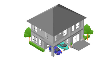 isometric view of modern design house resident