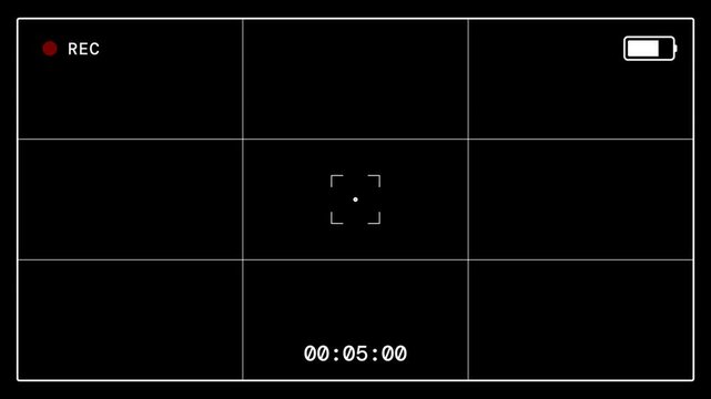 Camera Screen Overlay Rule of Third for Professional Video Production 4K Black Background