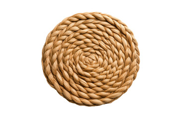 Obraz premium Woven natural fiber circular place mat home decor kitchen setting minimalist design top view eco-friendly concept