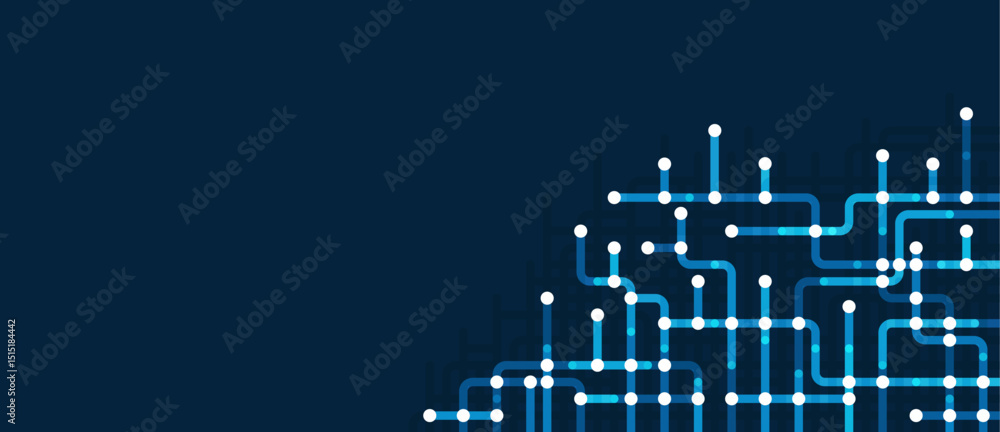 Poster circuit connect lines. network technology and connection concept. decentralized network nodes connec