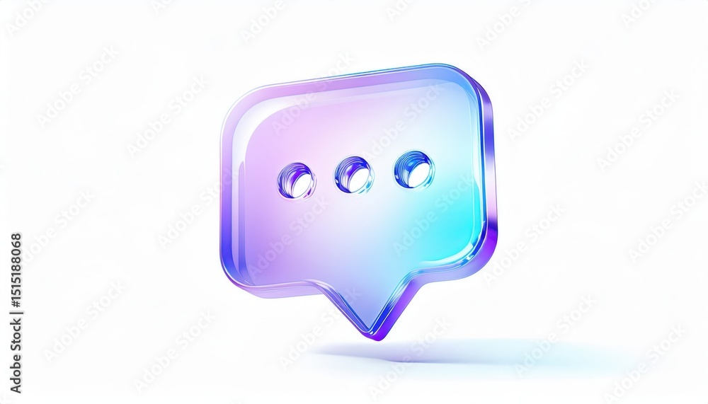 Aufkleber 3d translucent chat bubble icon with purple and blue gradient gloss, symbolizing digital conversatio