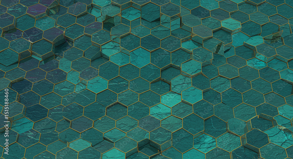 Poster teal hexagon background texture pattern design geometric abstract honeycomb technology wallpaper ill