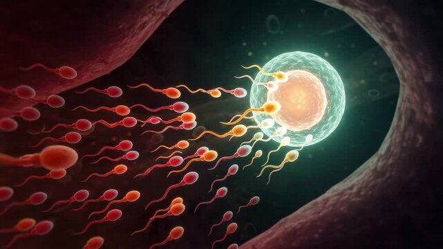 AI Generated Microscopic View of Sperm Meets Egg
