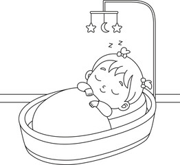The baby sleeping coloring page for kids