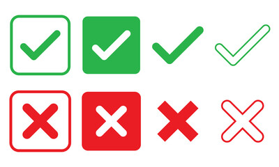 Check mark and cross mark icons