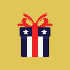 4th July gift box with red ribbon