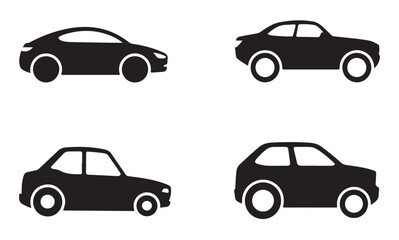 Fototapeta premium Set of Car Icons in Side Profile for Automotive and Transport Graphics