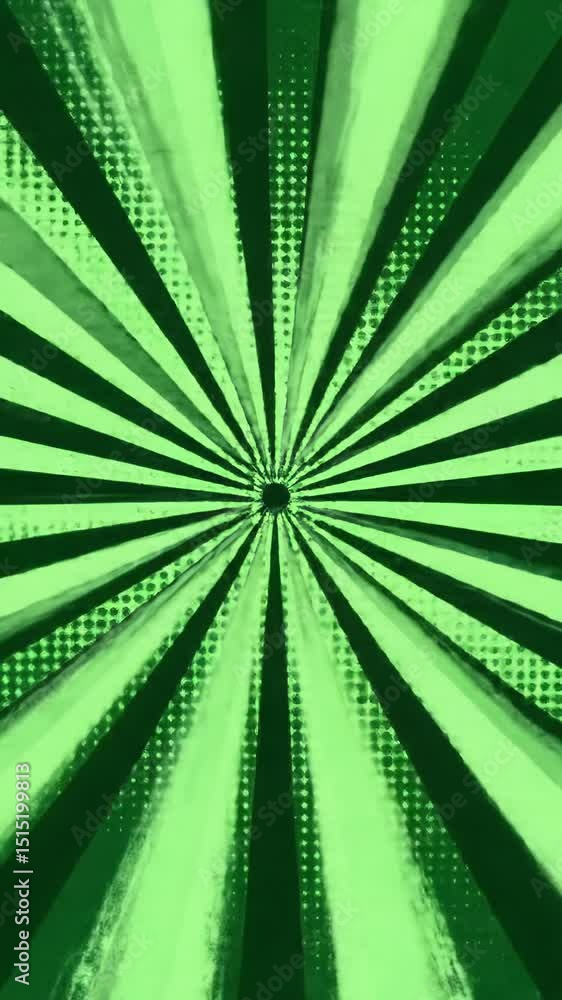 Poster dynamic retro pop art animation in a graphic design style with a sunburst pattern radiating outwards