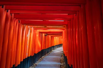 Gordijnen Red Torii gate archway landmark of Fushimi Inari shrine, Kyoto,Japan © Blanscape