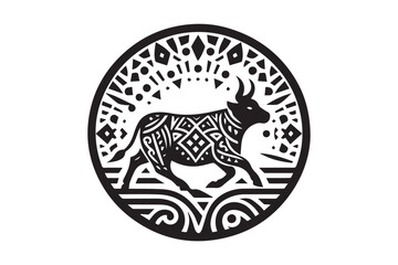 Fototapeta premium Cow Silhouette logo image file. Ox, Calf, Cattle, Buffalo art Illustration logo black and white.