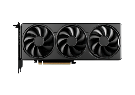 A modern computer graphics card on transparent background, PNG