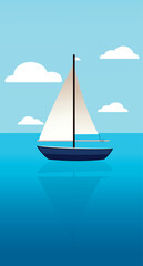 Illustration of Sailboat on the Sea.