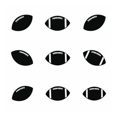 Nine american football silhouettes different angles