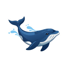 Obraz premium Vector illustration of a majestic whale gliding serenely through deep ocean waters on white background