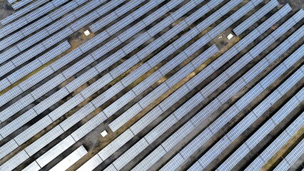 a new solar park seen from a drone