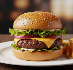 hamburger on a plate