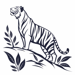 Obraz premium tiger silhouette vector with white background