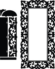 Adobe Illustrator Artwork, CNC Laser Cut Mirror Frame Graphic, CNC Router Square Frame Jali For Mirror Frame For Carving And CNC Cutting Laser Cutting Vector
