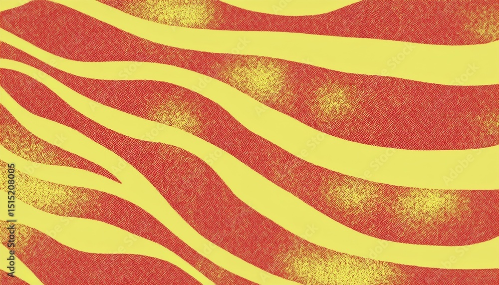 Poster vibrant yellow and red wavy stripe abstract texture with retro pop art halftone effect for poster de