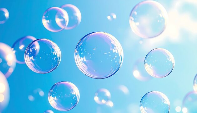 Floating Soap Bubbles Sky.