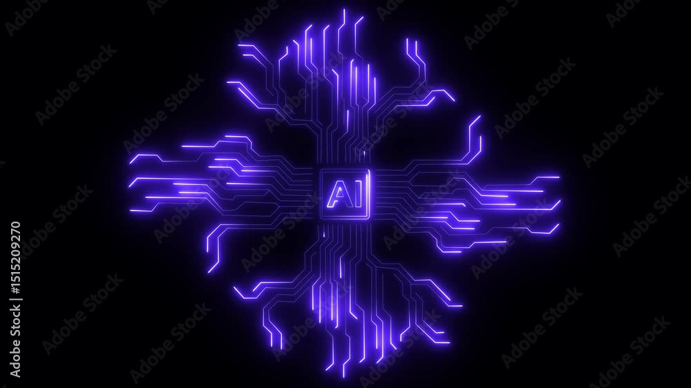 Poster motherboard advanced futuristic cpu chip set and purple color , electric circuit with data transfer 