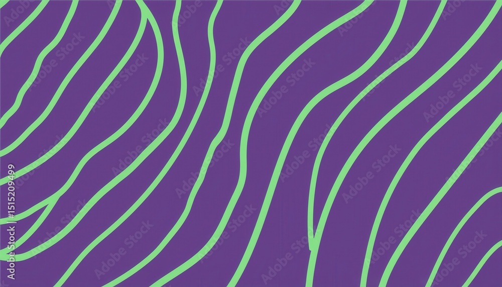 Aufkleber neon green abstract curved lines on deep purple background for modern web design, print branding, di