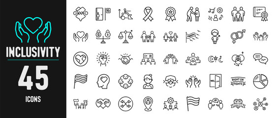 Inclusivity and Diversity Icons Representing Equality, Identity, and Community Values