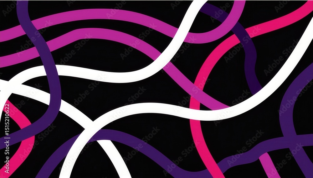 Poster vibrant abstract neon line pattern on black background for modern web design, tech branding, and dig
