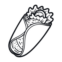Burrito Wrap – Minimal Line Art Vector Icon on White Background