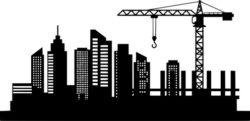 Naklejka premium Construction crane icon vector on white 