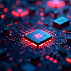 high quality macro photography, futuristic quantum processor, abstract circuit board