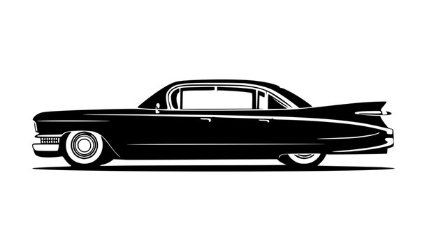 Fototapeta Vintage Car Silhouette Black & White