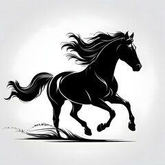 Silhouette of a Galloping Horse: A striking, artistic silhouette captures the essence of a powerful horse in full gallop, evoking a sense of freedom and dynamic movement.