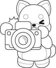 Coloring pages of Fluffy Shiba Inu pet stickers. Outline of Happy doggy activities illustrations.
