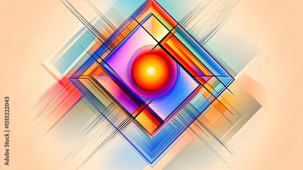 Aufkleber colorful abstract design with intersecting shapes.