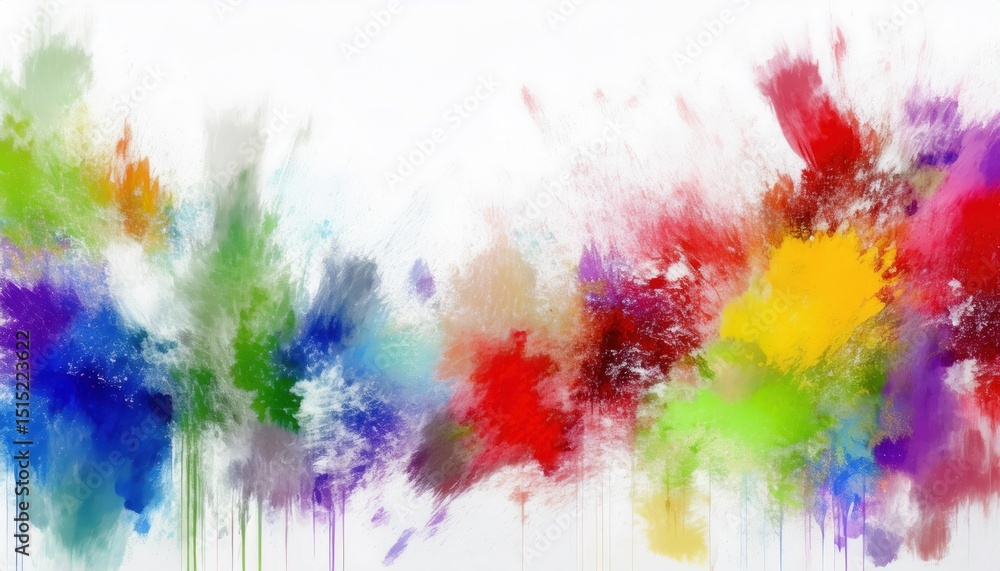 Poster vivid abstract paint splash background with multicolor ink explosion and dripping brush texture for creative web design, branding asset, or expressive modern print media composition

