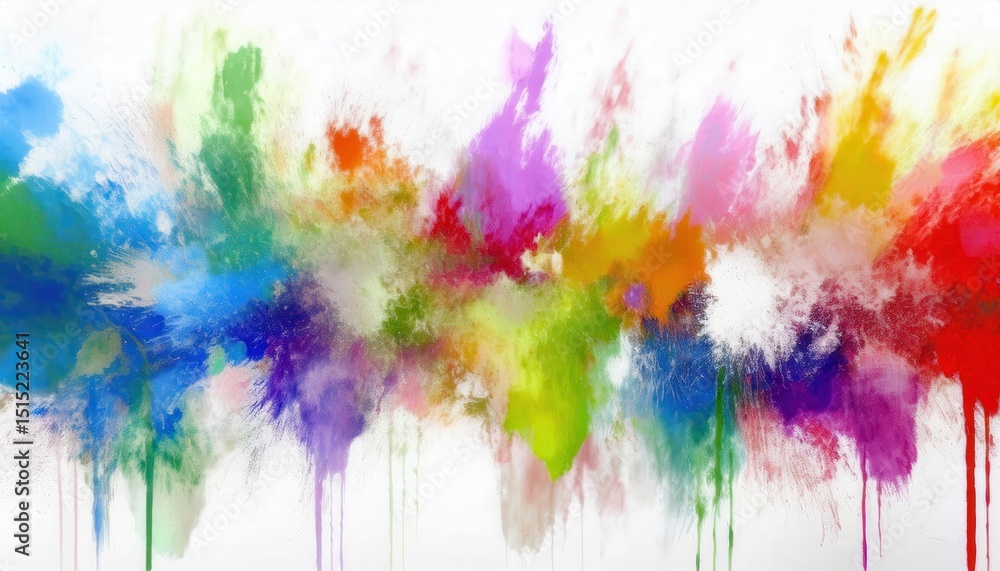 Poster vivid abstract paint splash background with multicolor ink explosion and dripping brush texture for creative web design, branding asset, or expressive modern print media composition

