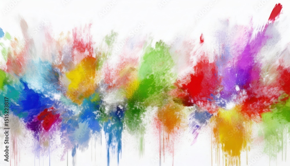 Poster vivid abstract paint splash background with multicolor ink explosion and dripping brush texture for creative web design, branding asset, or expressive modern print media composition

