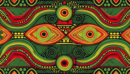 abstract african tribal pattern traditional colors of black red yellow and green seamless design