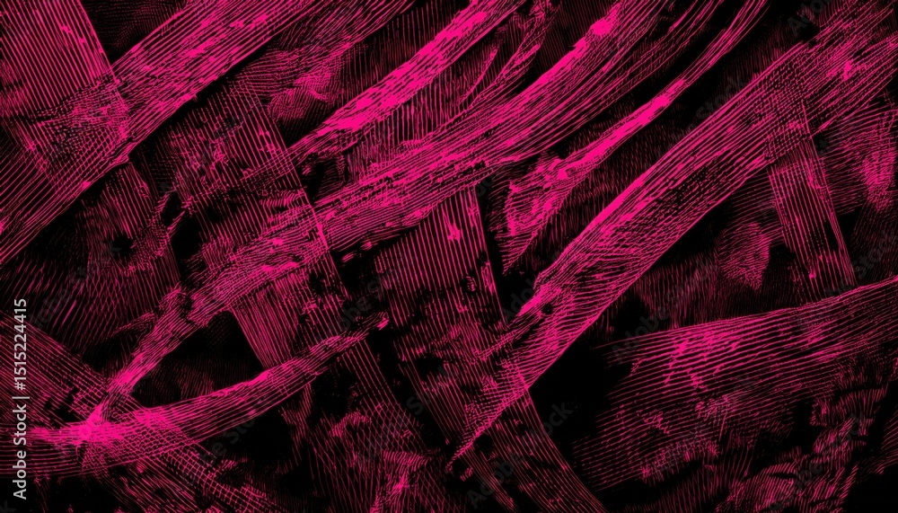 Aufkleber vibrant magenta mesh pattern resembling abstract wave structure on black background for futuristic web design, digital art, print, branding, and technology themed visual identity

