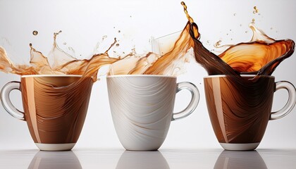 elixir of creativity a coffee cups dance on a white or clear surface white background