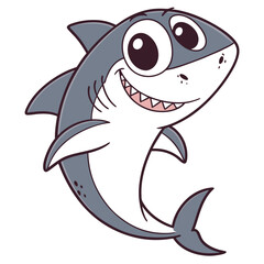 Fototapeta premium cute shark cartoon character solid white background. eps