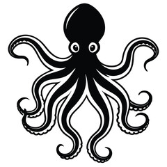 silhouette octopus drawing on white background