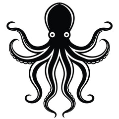 silhouette octopus drawing on white background