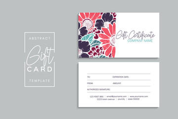 Gift card template with flowers. Vector illustration. EPS 10.