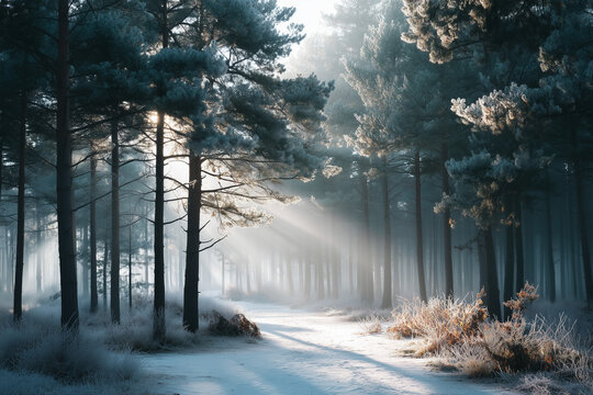 Misty morning in the forest